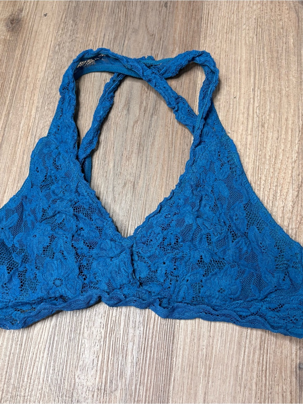 Lace Bralette Halter in Teal Blue